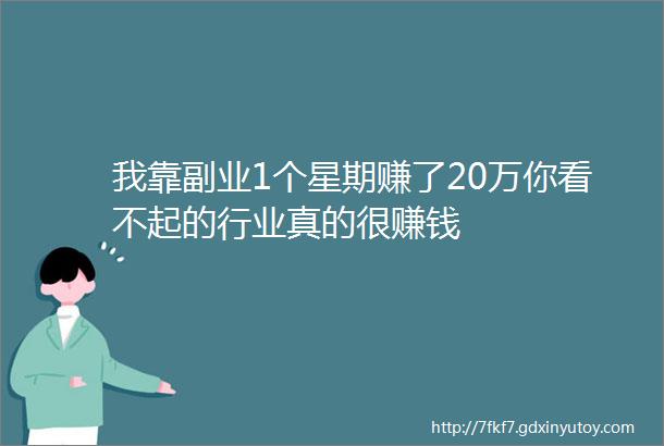 我靠副业1个星期赚了20万你看不起的行业真的很赚钱